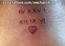 Foto de tatuaje Números Romanos, Corazones