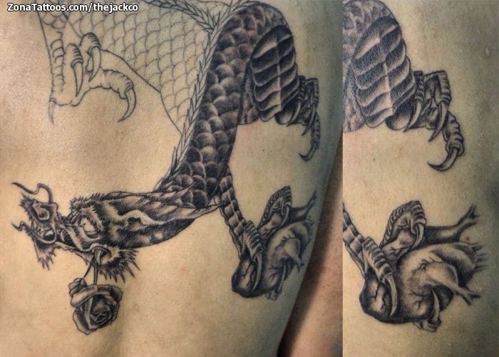 Foto de tatuaje Dragones, Orientales, Corazones