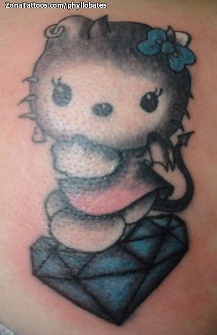 Tattoo photo Hello Kitty, Diamods