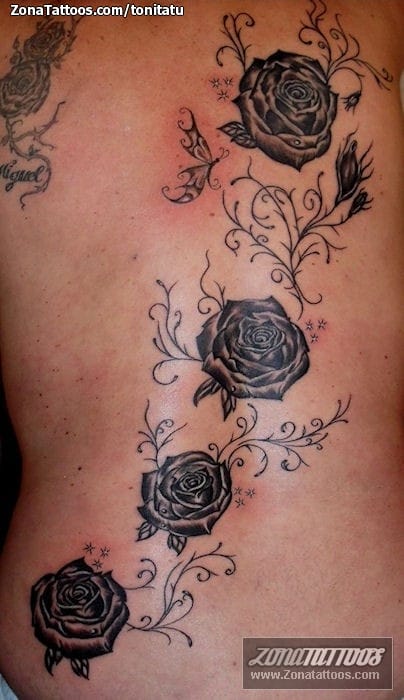 Foto de tatuaje Rosas, Flores, Filigranas