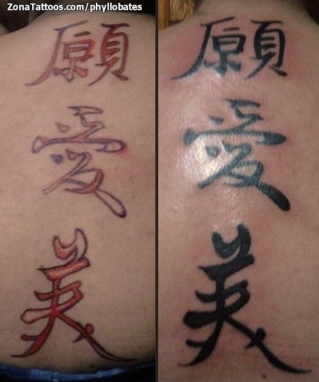 Foto de tatuaje Letras Chinas, Kanjis, Espalda