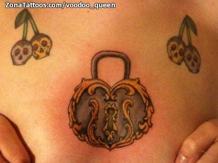 Tattoo photo Padlocks, Hearts, Sugar Skull