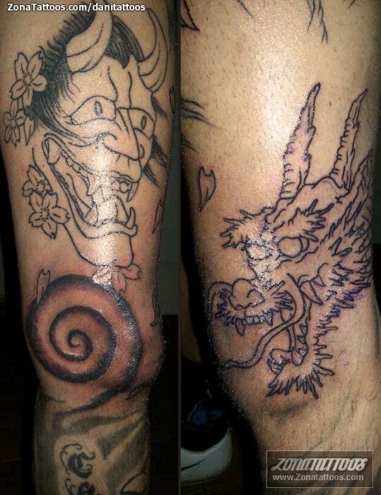 Foto de tatuaje Dragones, Hannya, Orientales