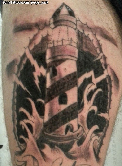 Tattoo photo Lighthouses, Waves