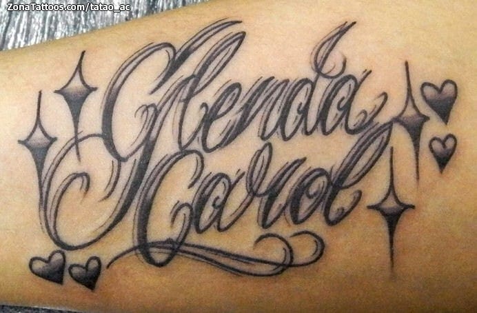 Foto de tatuaje Letras, Corazones, Filigranas