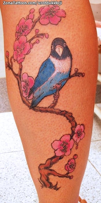 Foto de tatuaje Aves, Animales, Árboles