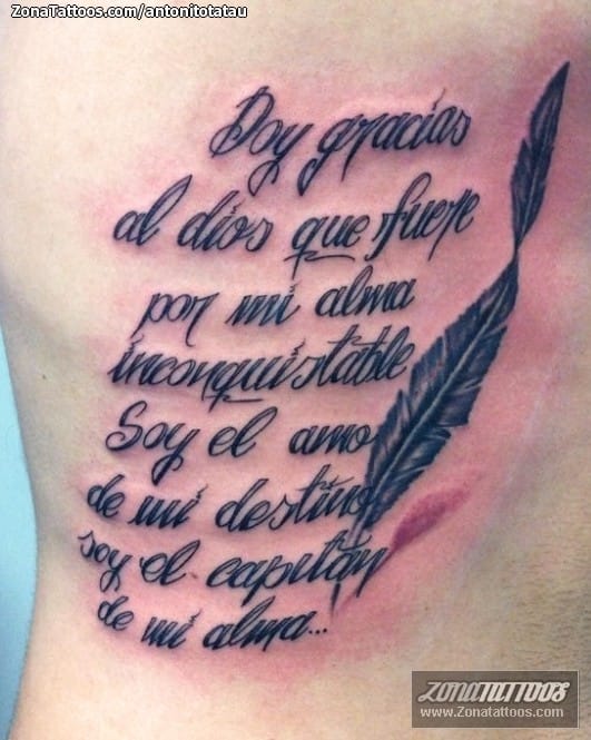 Foto de tatuaje Letras, Frases, Plumas