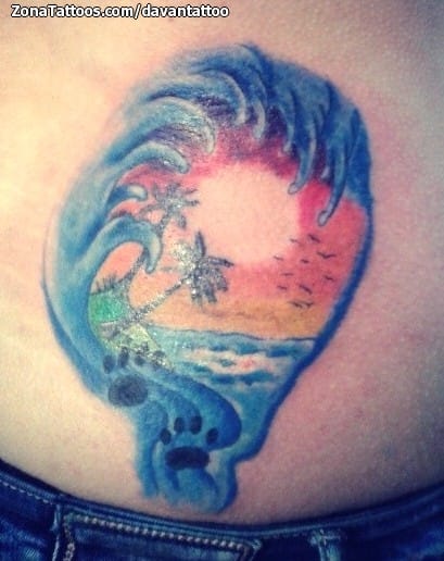 Tattoo photo Water, Landscapes, Palm trees