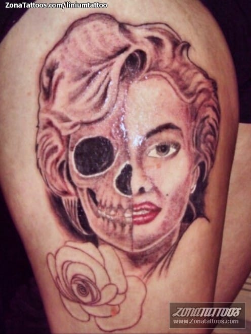 Foto de tatuaje Marilyn Monroe, Rostros, Calaveras