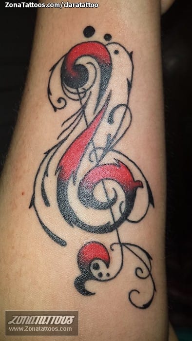 Foto de tatuaje Notas Musicales, Antebrazo