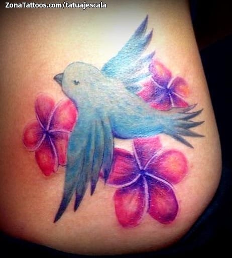 Foto de tatuaje Aves, Animales, Flores