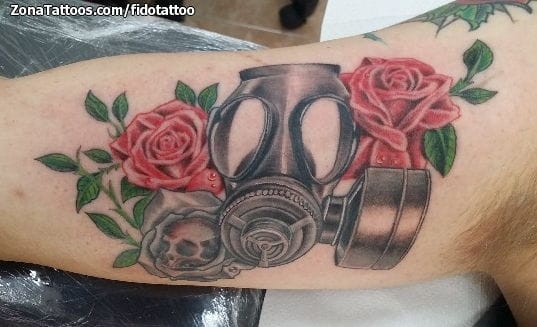 Foto de tatuaje Máscaras, Flores, Rosas