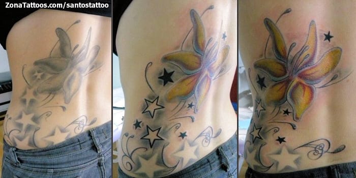 Foto de tatuaje Flores, Estrellas