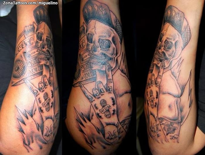 Foto de tatuaje Calaveras, Llamas