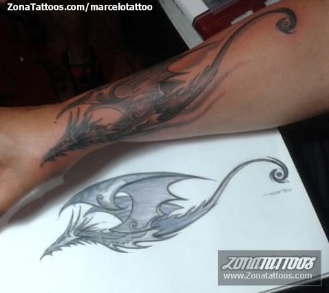 Foto de tatuaje Antebrazo, Dragones, Fantasía