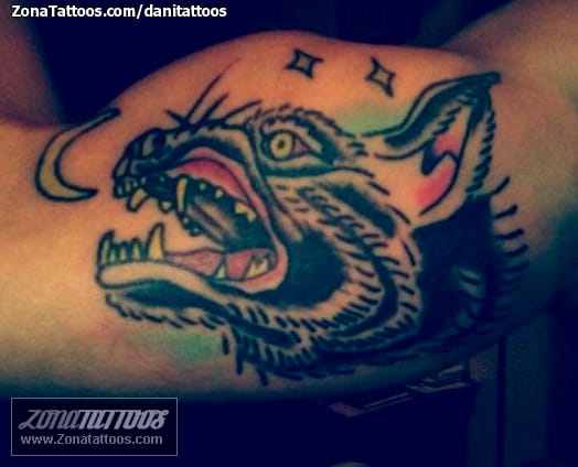 Tattoo photo Wolfs, Old School, Animals