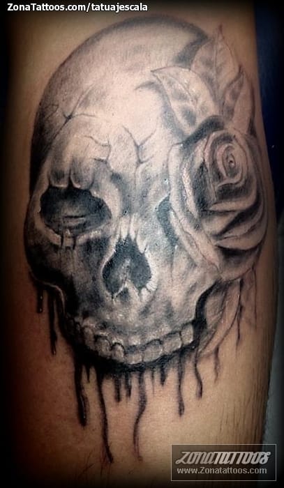 Tattoo photo Skulls, Flowers, Roses