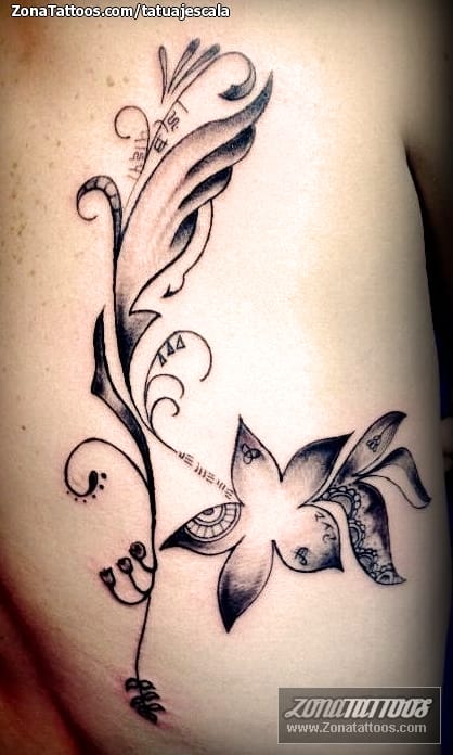 Foto de tatuaje Flores, Filigranas