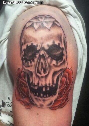 Foto de tatuaje Calaveras, Flores