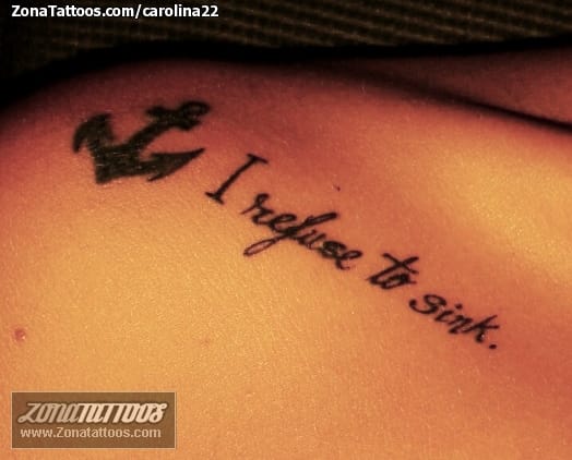 Foto de tatuaje Anclas, Letras, Frases