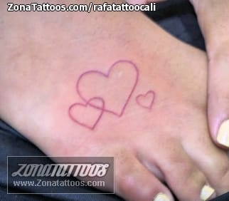 Tattoo photo Hearts, Instep