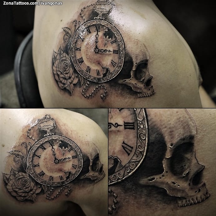 Foto de tatuaje Relojes, Calaveras