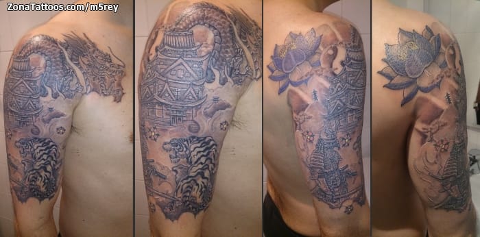 Tattoo photo Dragons, Samurai, Tigers