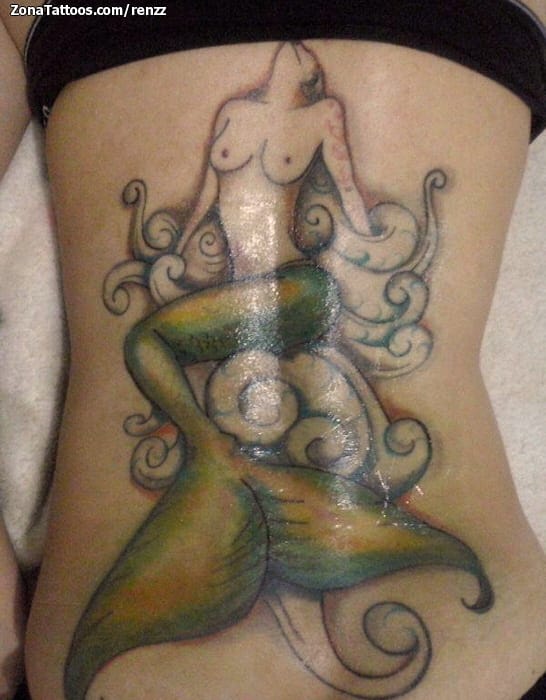 Foto de tatuaje Sirenas, Fantasía, Olas