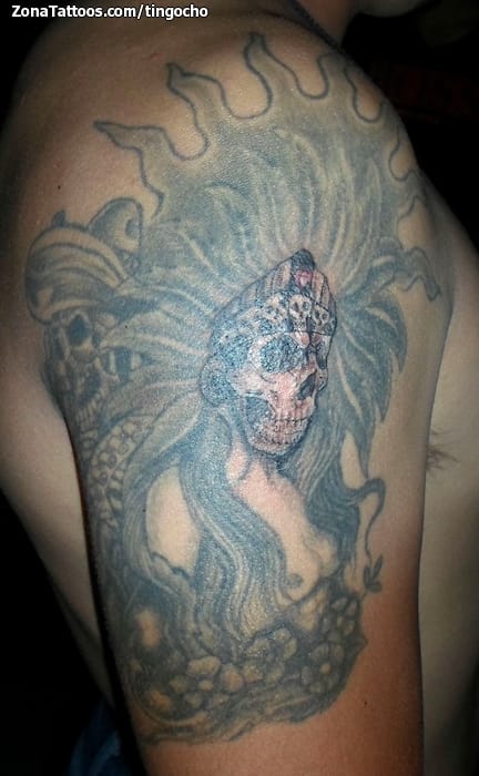 Tattoo photo Skulls, Aztec