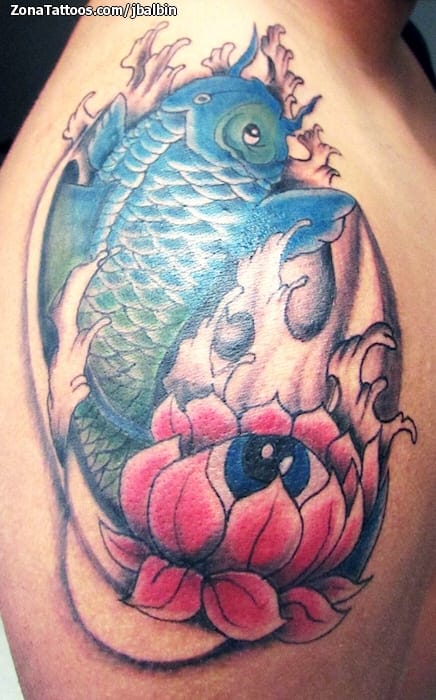 Tattoo photo Koi, Fish, Waves