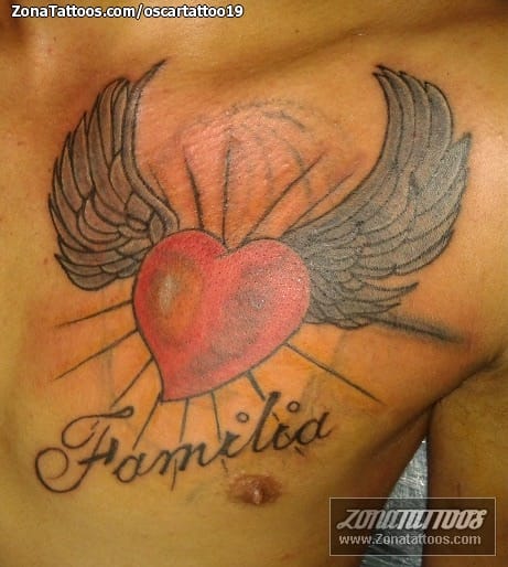 Tattoo photo Hearts, Wings, Family