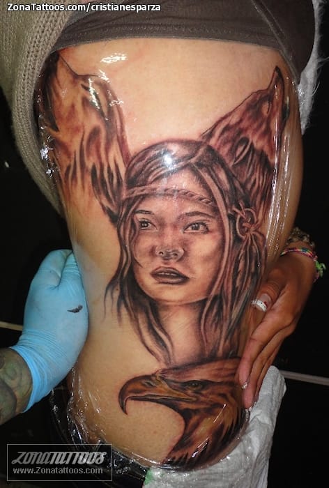 Tattoo photo Indians, Wolfs, Eagles