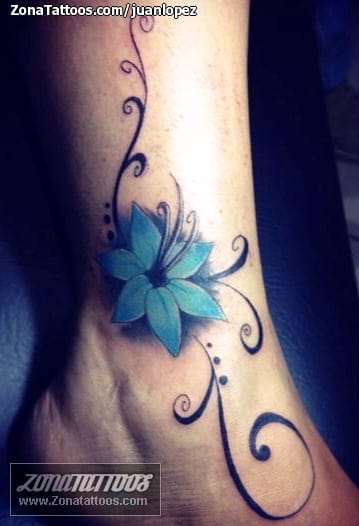 Foto de tatuaje Flores, Filigranas, Tobillo