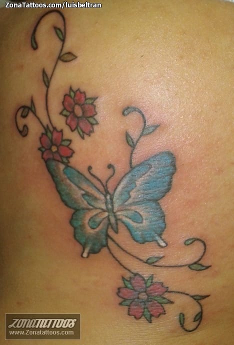 Foto de tatuaje Mariposas, Insectos, Flores