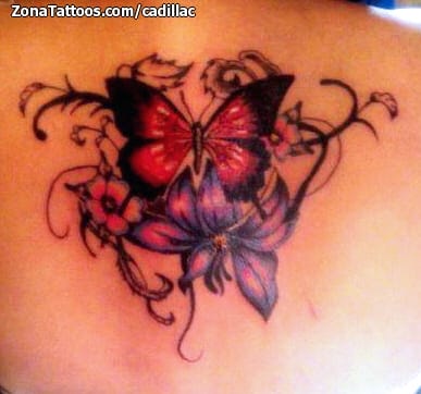 Foto de tatuaje Mariposas, Insectos, Flores