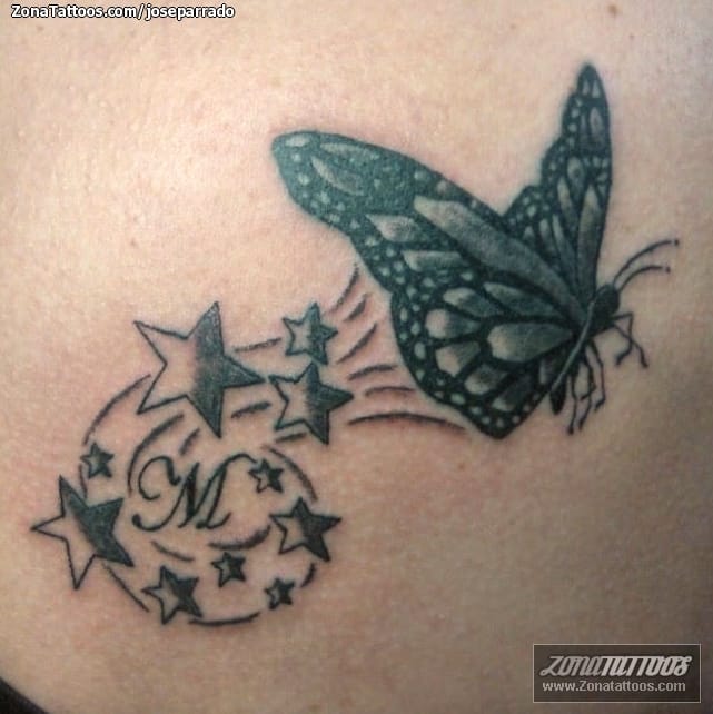 Foto de tatuaje Mariposas, Estrellas, Insectos