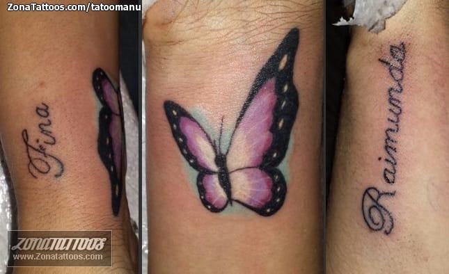 Foto de tatuaje Mariposas, Insectos, Letras