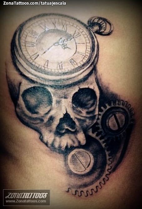 Foto de tatuaje Calaveras, Relojes, Engranajes