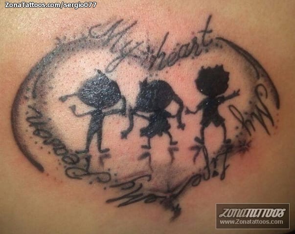 Foto de tatuaje Corazones, Siluetas, Frases