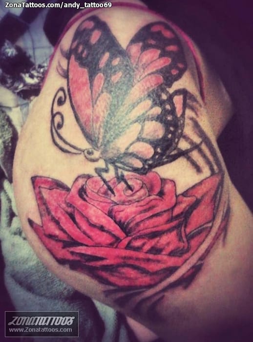 Tattoo photo Butterflies, Insects, Roses