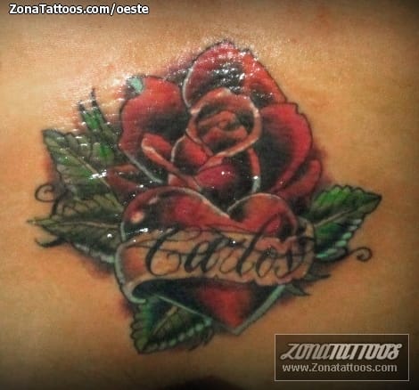 Tattoo photo Roses, Hearts, Flowers