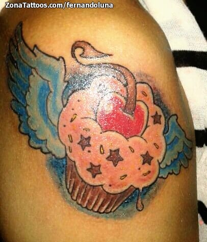 Foto de tatuaje Cupcakes, Dulces, Alas