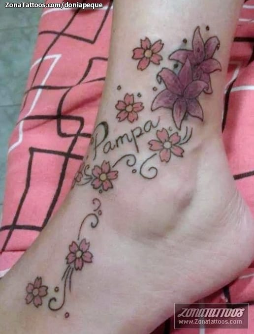 Tattoo photo Flowers, Ankle