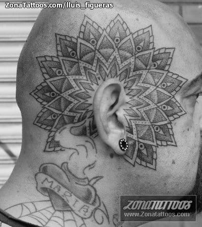 Tattoo photo Mandalas, Pointillism, Head