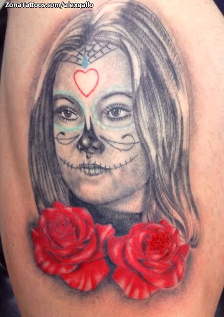 Tattoo photo Catrina, Roses, Flowers