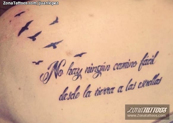 Foto de tatuaje Aves, Letras, Frases