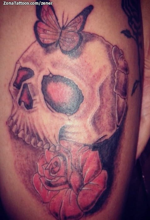 Tattoo photo Skulls, Roses, Butterflies