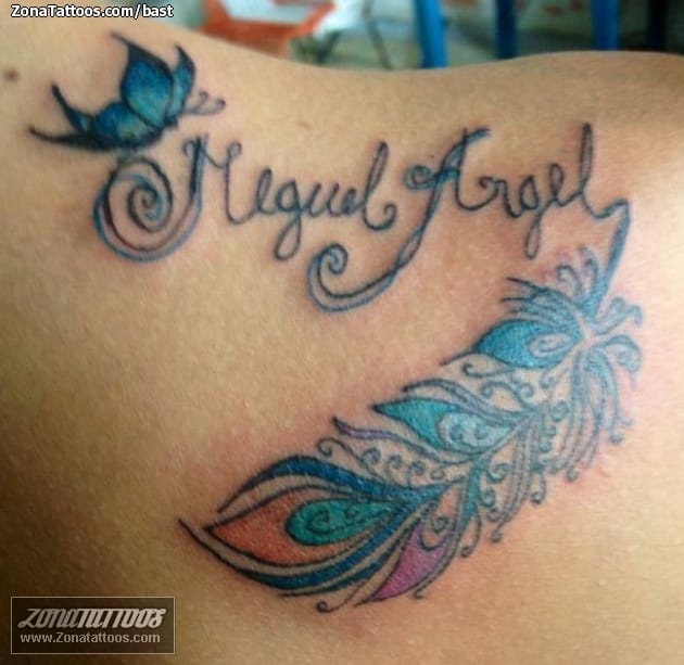 Tattoo of Feathers, Names, Letters