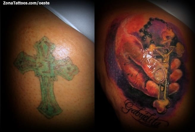 Tattoo photo Cover Up, Crosses, Rosaries