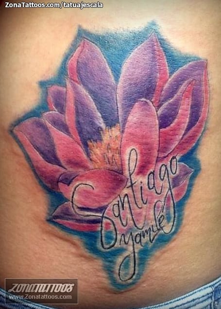 Tattoo photo Lotus, Names, Santiago